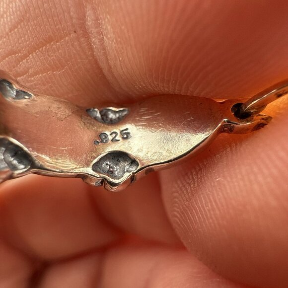 Shube Hoop Earrings Pink Rhodonite Dakota West Sterling Silver Hoops Cabochon - Picture 6 of 9